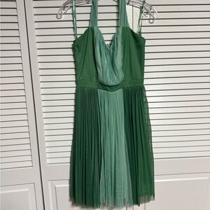 Elegant Fervour  Green Pleated Dress